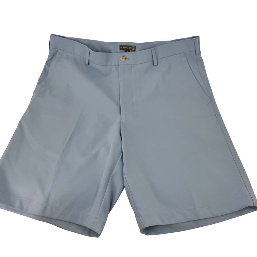 Peter Millar Mens Shorts Size 36 Blue Wicking‎ Golf Casual Flat Front